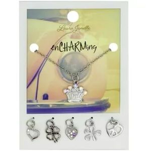 Crown charm necklace set